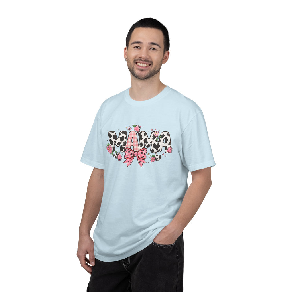 Mama Leopard Print Bow T-Shirt | Floral Cowhide Mom Shirt