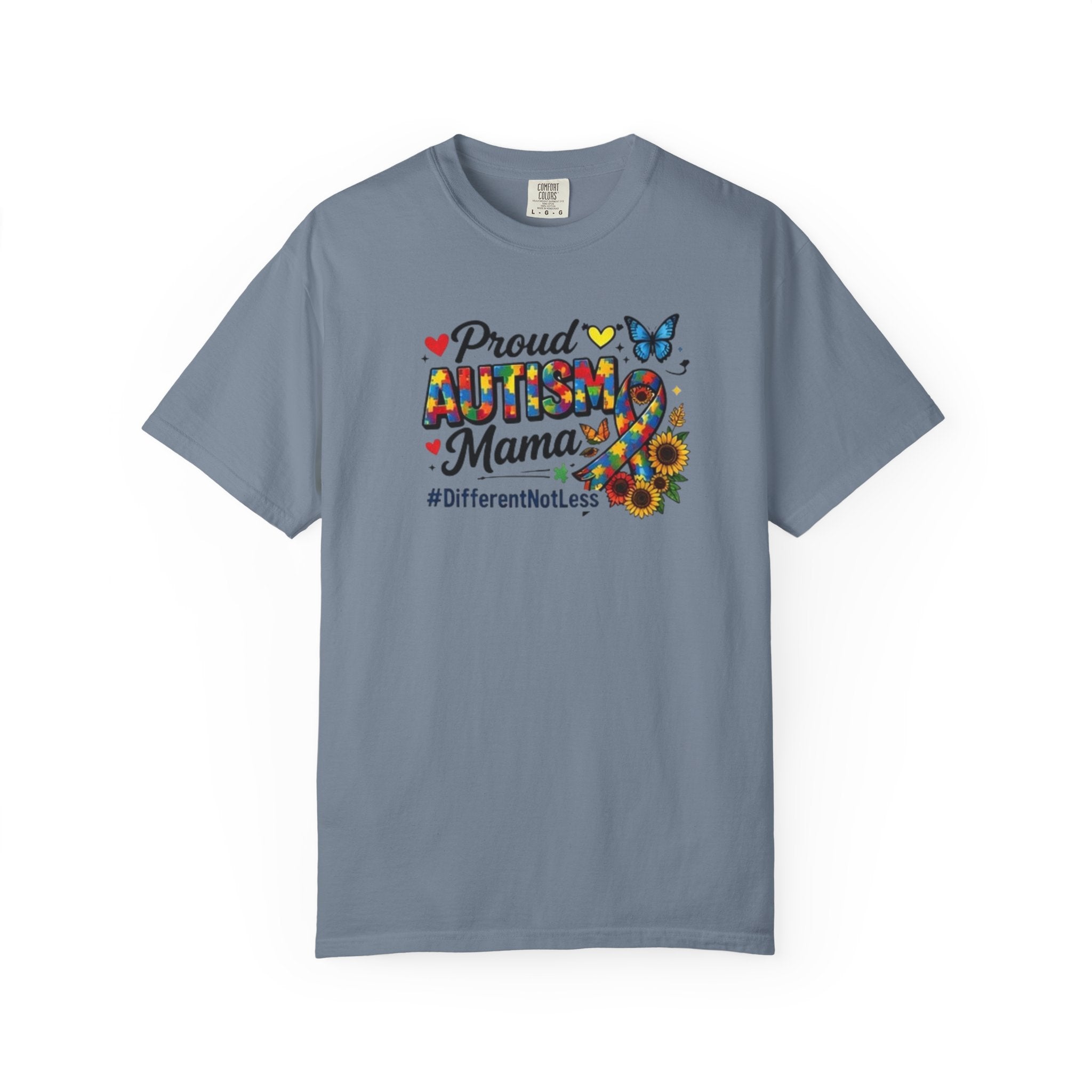 Proud Autism Mama T-Shirt | Puzzle Ribbon Sunflower #DifferentNotLess