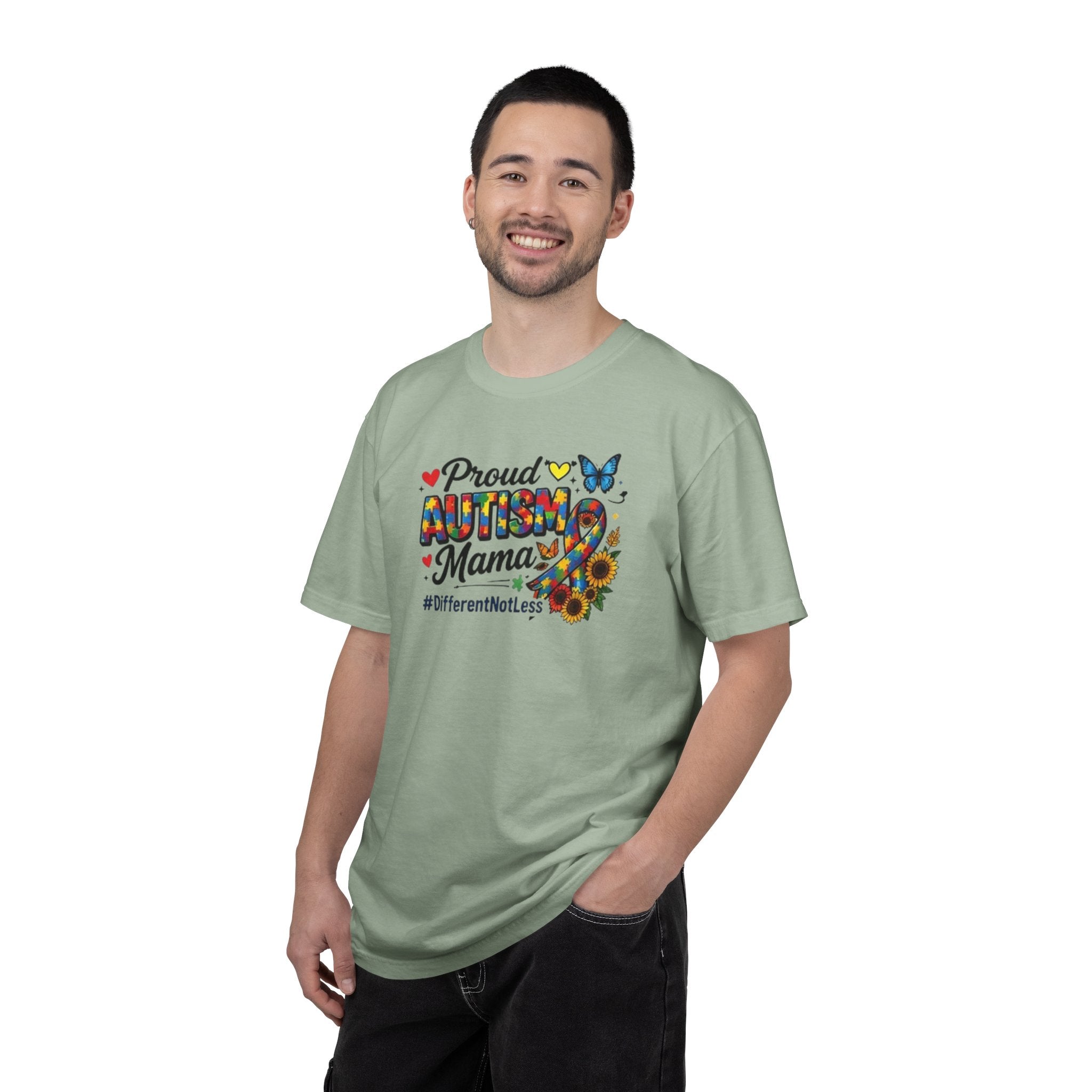 Proud Autism Mama T-Shirt | Puzzle Ribbon Sunflower #DifferentNotLess