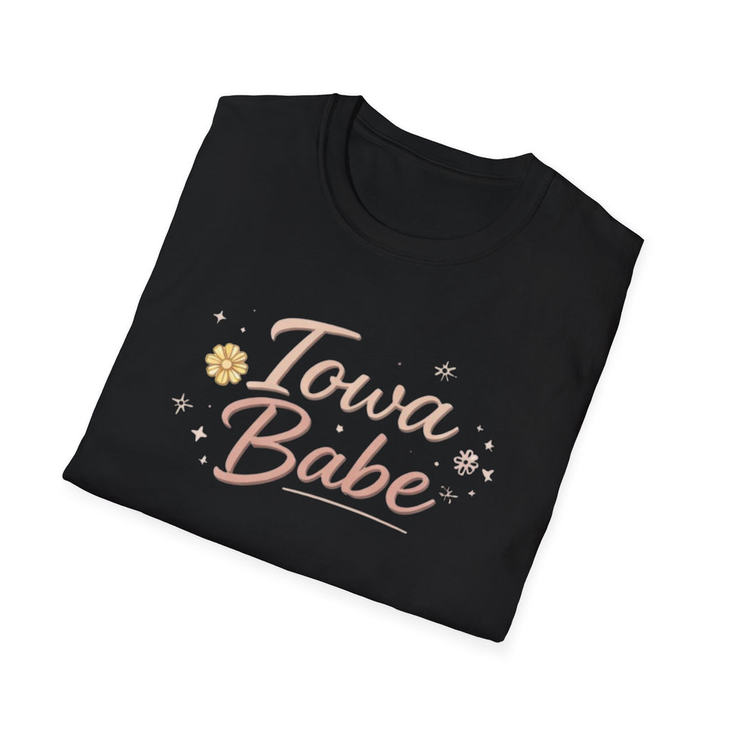 T-Shirt — "Iowa Babe" Floral Retro Script Tee