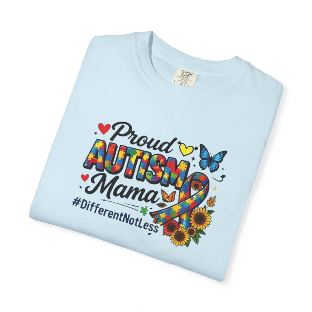 Proud Autism Mama T-Shirt | Puzzle Ribbon Sunflower #DifferentNotLess