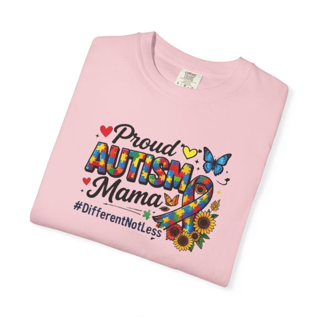 Proud Autism Mama T-Shirt | Puzzle Ribbon Sunflower #DifferentNotLess