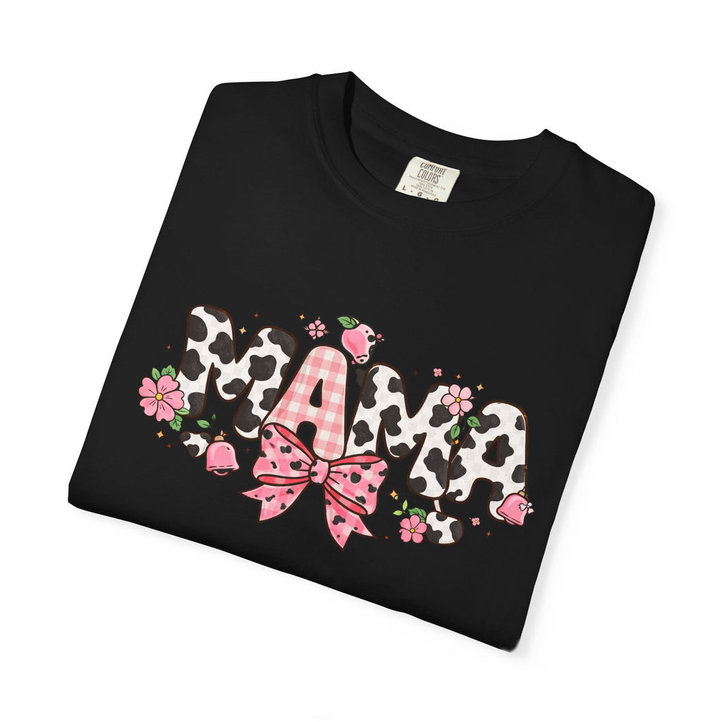 Mama Leopard Print Bow T-Shirt | Floral Cowhide Mom Shirt