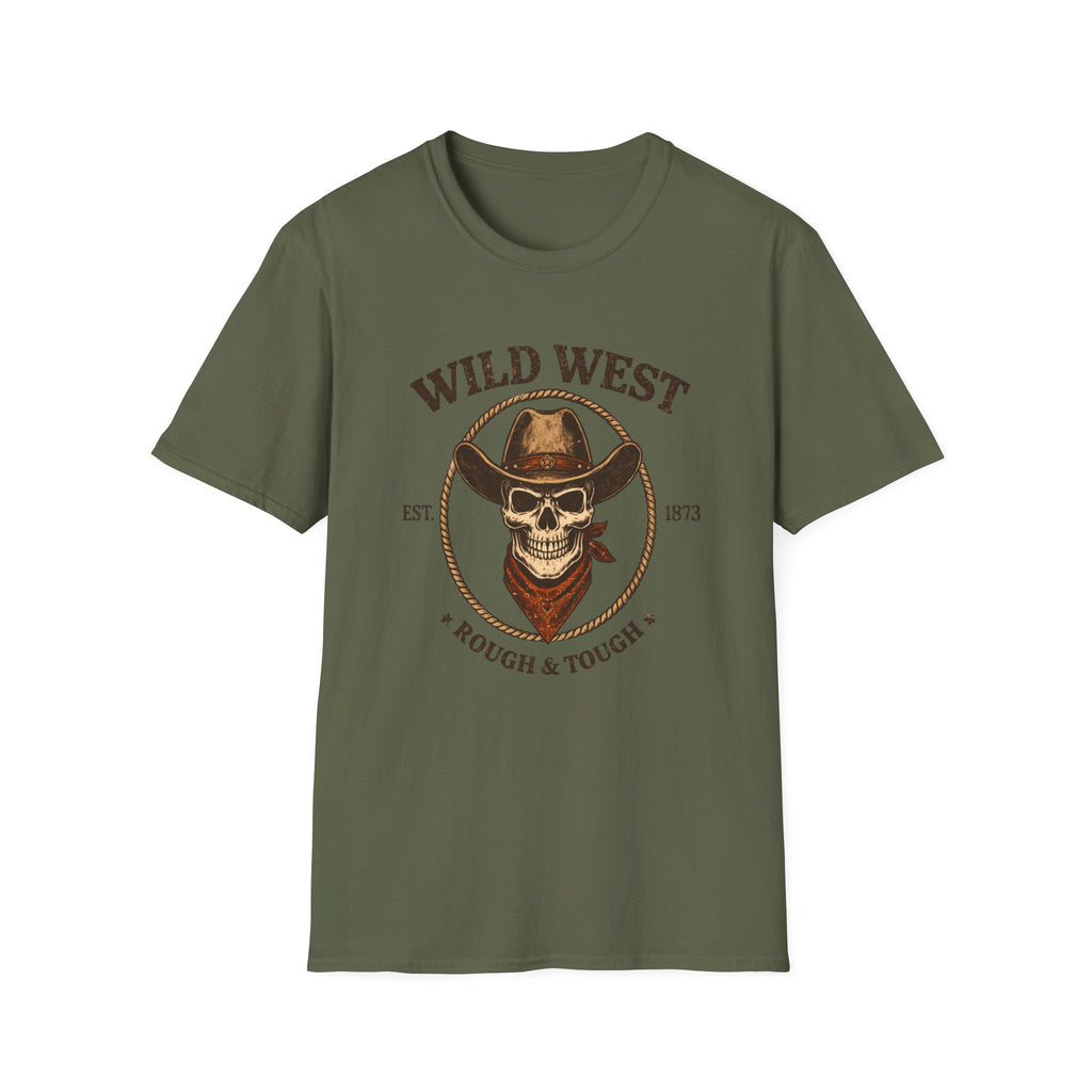 Wild West Skull Cowboy T-Shirt | Rough & Tough Vintage Western Tee
