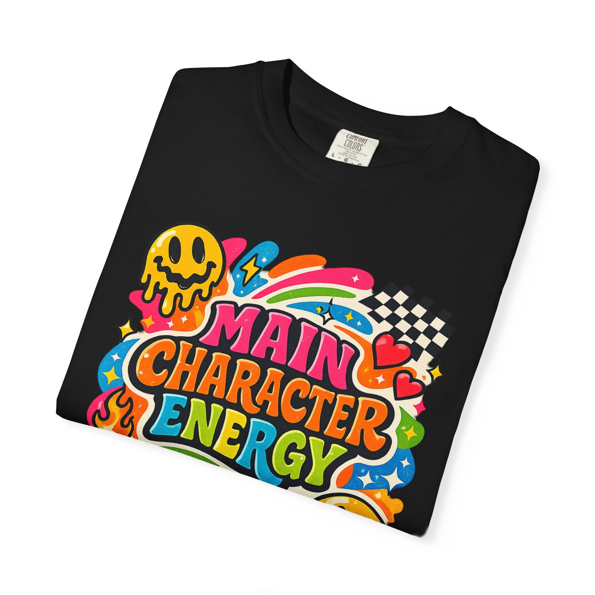 Main Character Energy T-shirt | Retro Funk Skull Checkerboard Pop Art