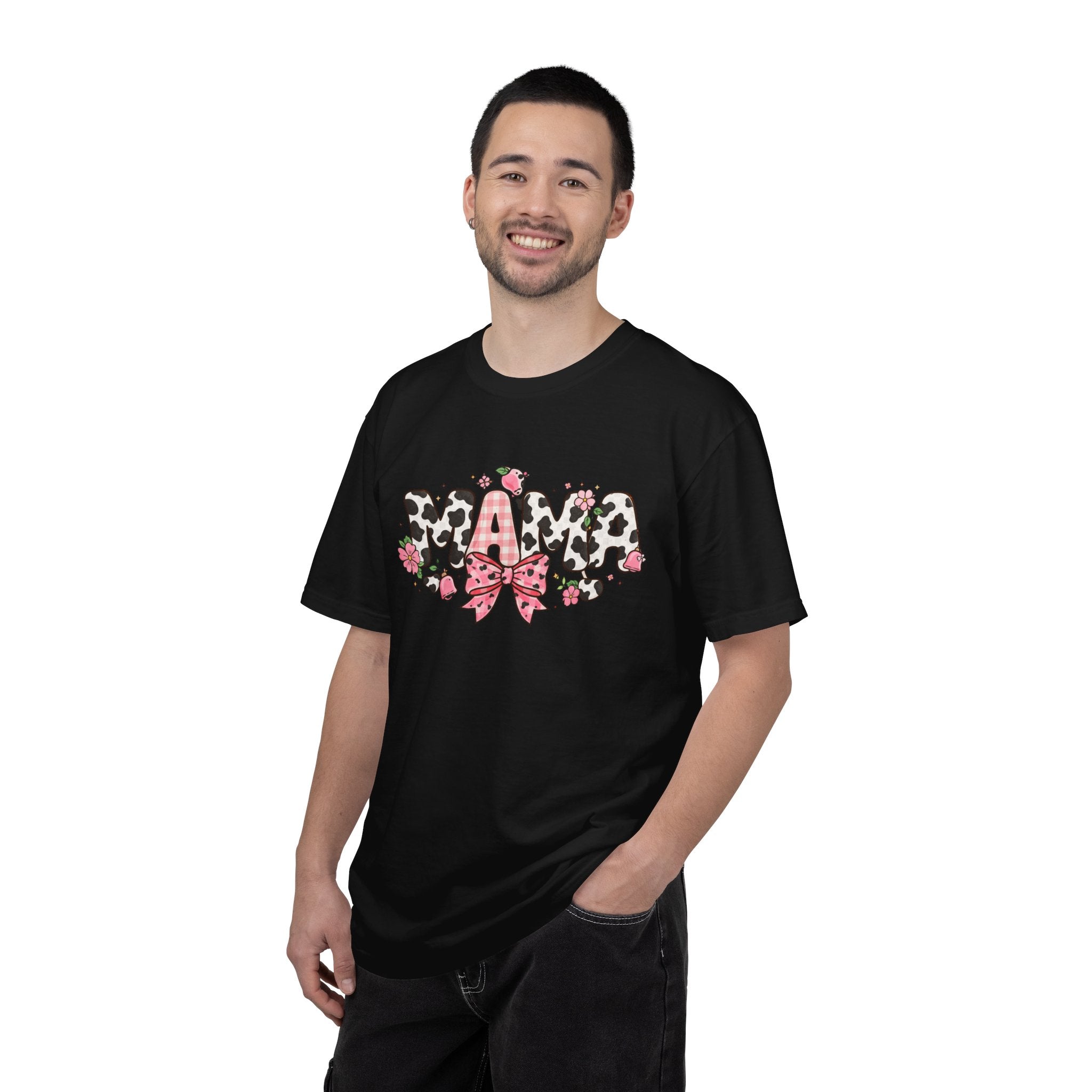 Mama Leopard Print Bow T-Shirt | Floral Cowhide Mom Shirt