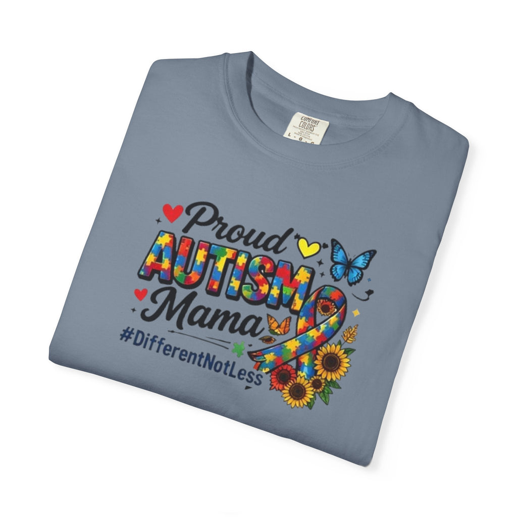Proud Autism Mama T-Shirt | Puzzle Ribbon Sunflower #DifferentNotLess