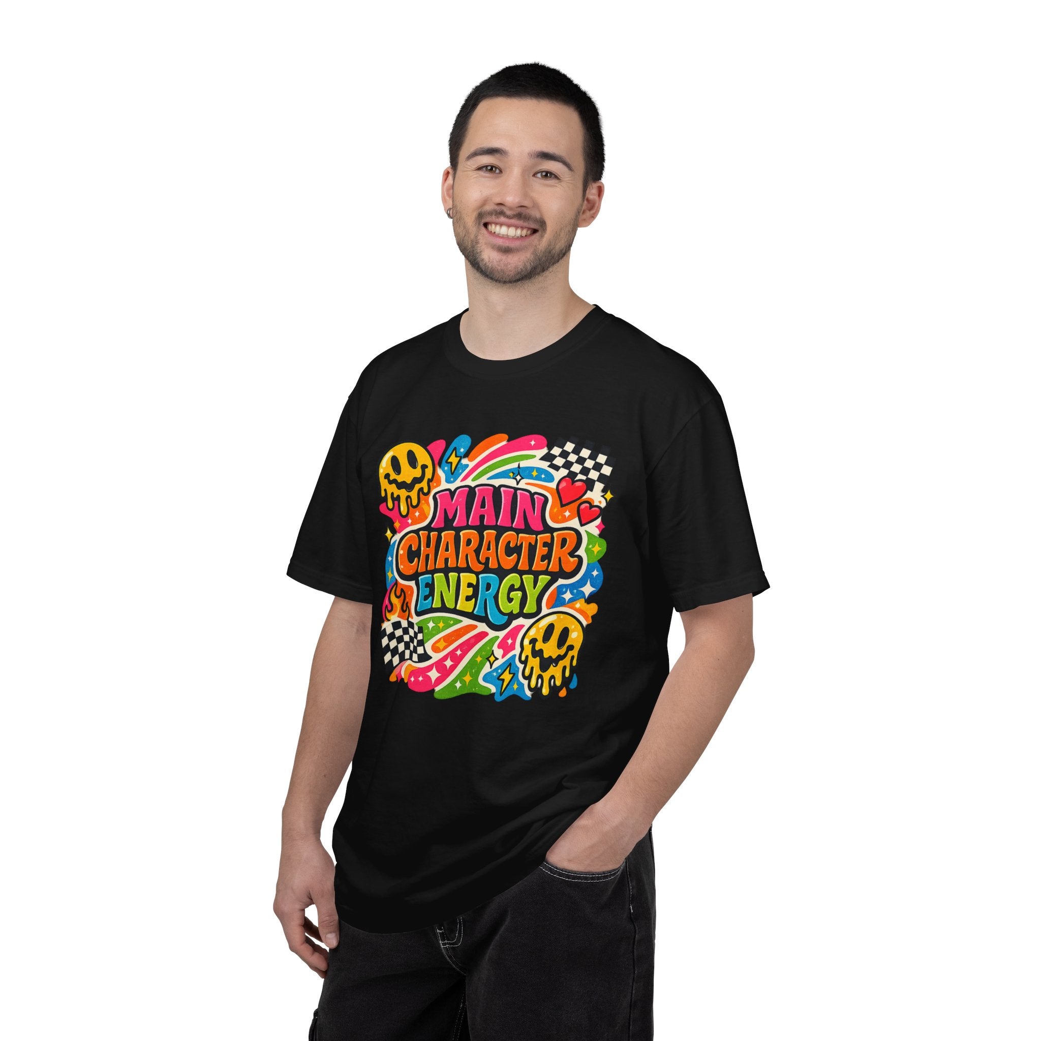 Main Character Energy T-shirt | Retro Funk Skull Checkerboard Pop Art