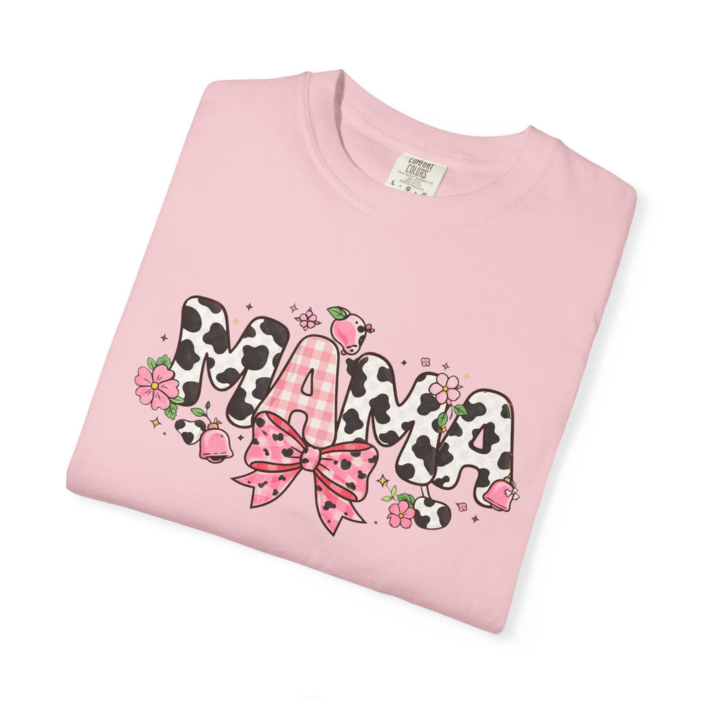 Mama Leopard Print Bow T-Shirt | Floral Cowhide Mom Shirt