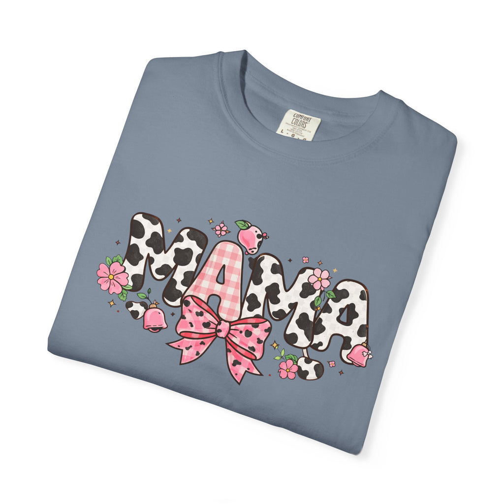 Mama Leopard Print Bow T-Shirt | Floral Cowhide Mom Shirt