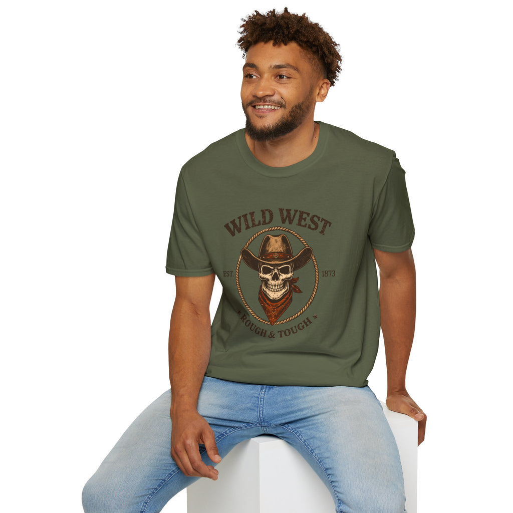 Wild West Skull Cowboy T-Shirt | Rough & Tough Vintage Western Tee