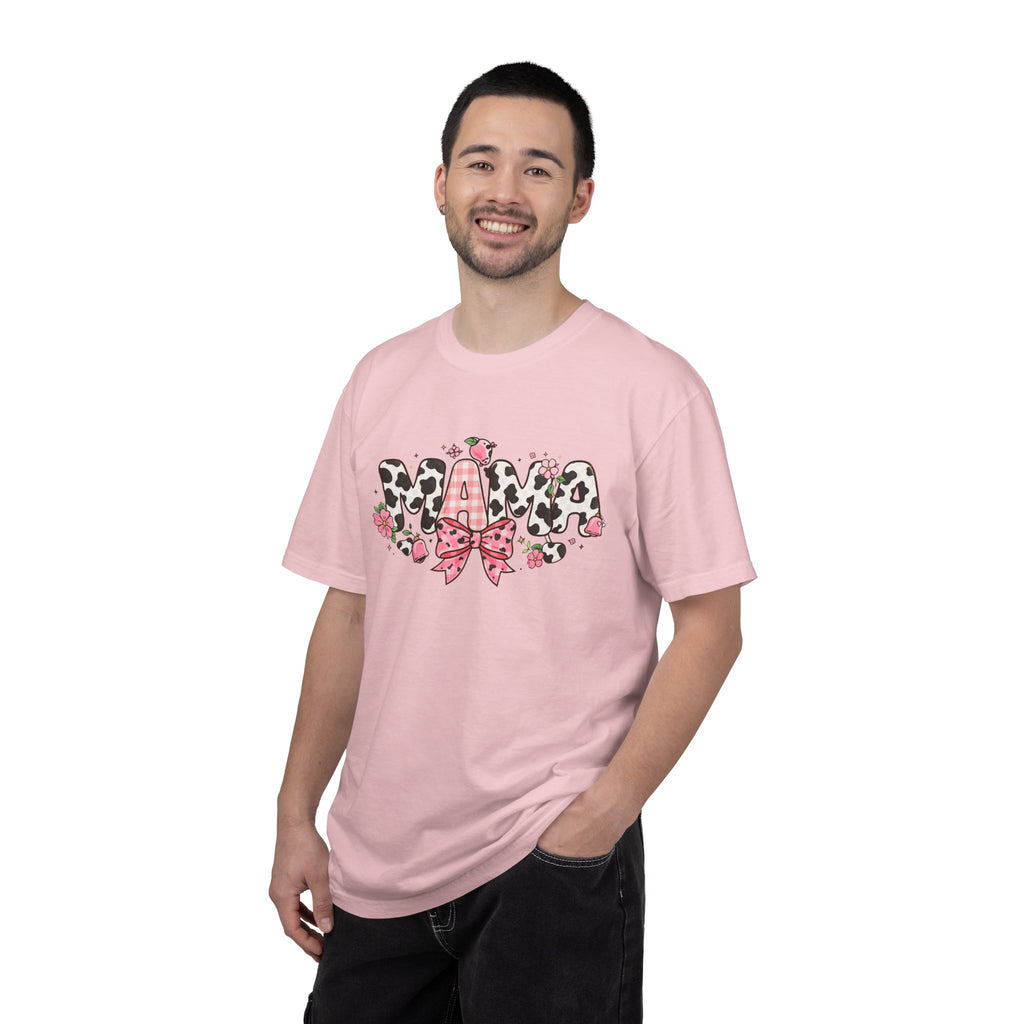 Mama Leopard Print Bow T-Shirt | Floral Cowhide Mom Shirt