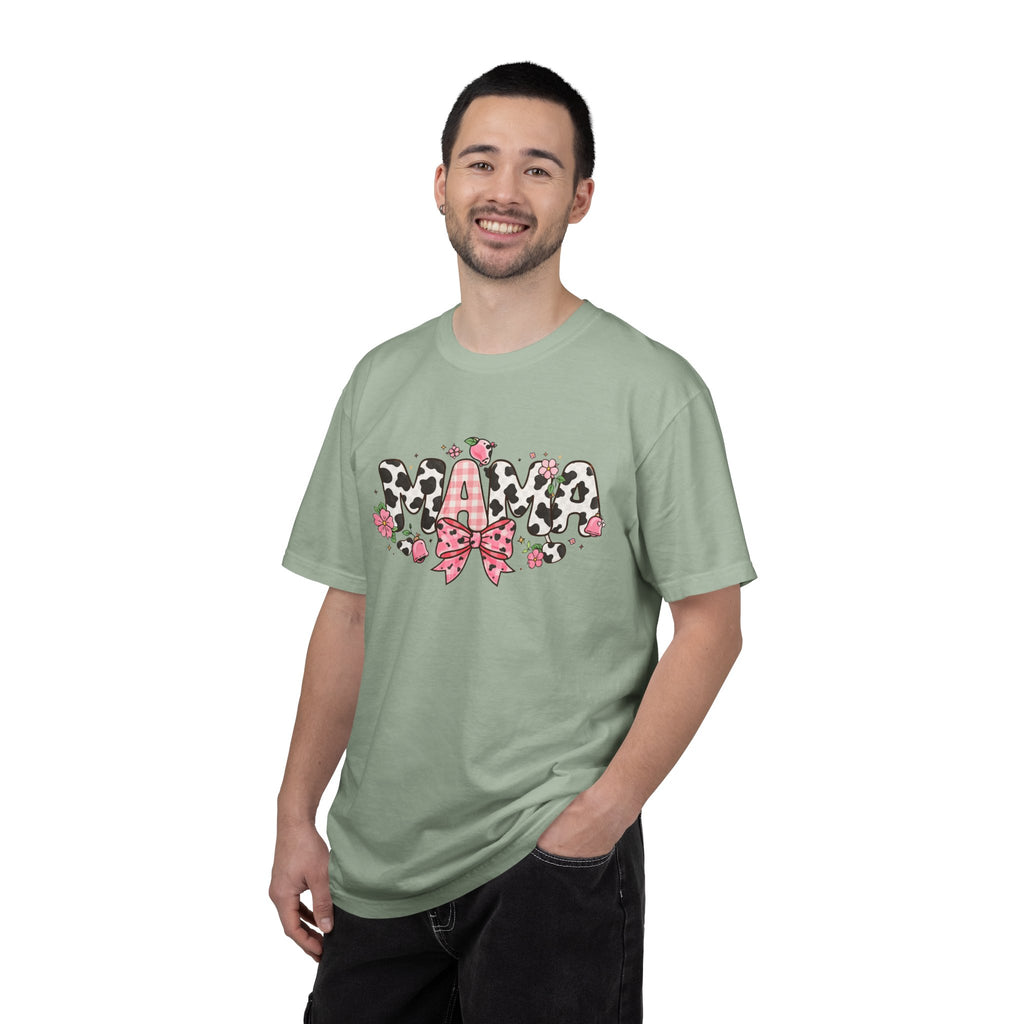 Mama Leopard Print Bow T-Shirt | Floral Cowhide Mom Shirt