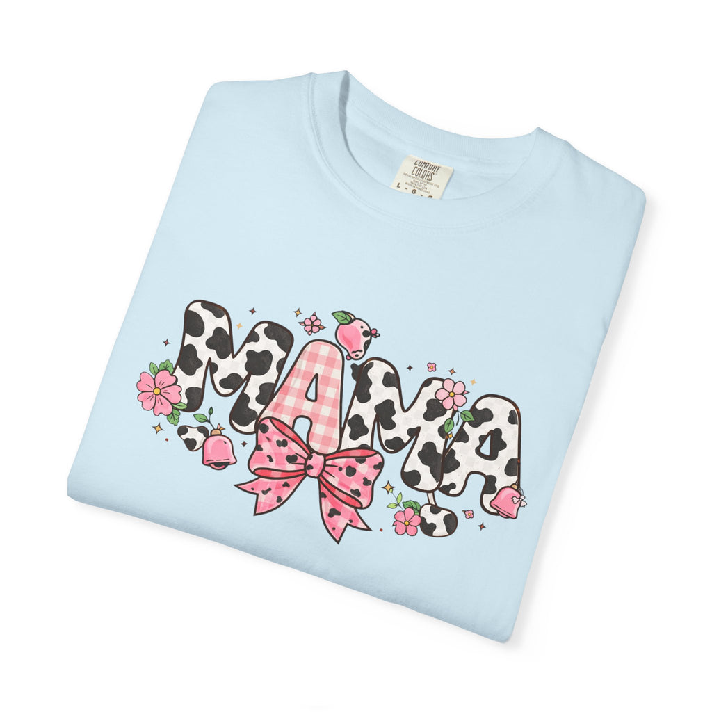 Mama Leopard Print Bow T-Shirt | Floral Cowhide Mom Shirt