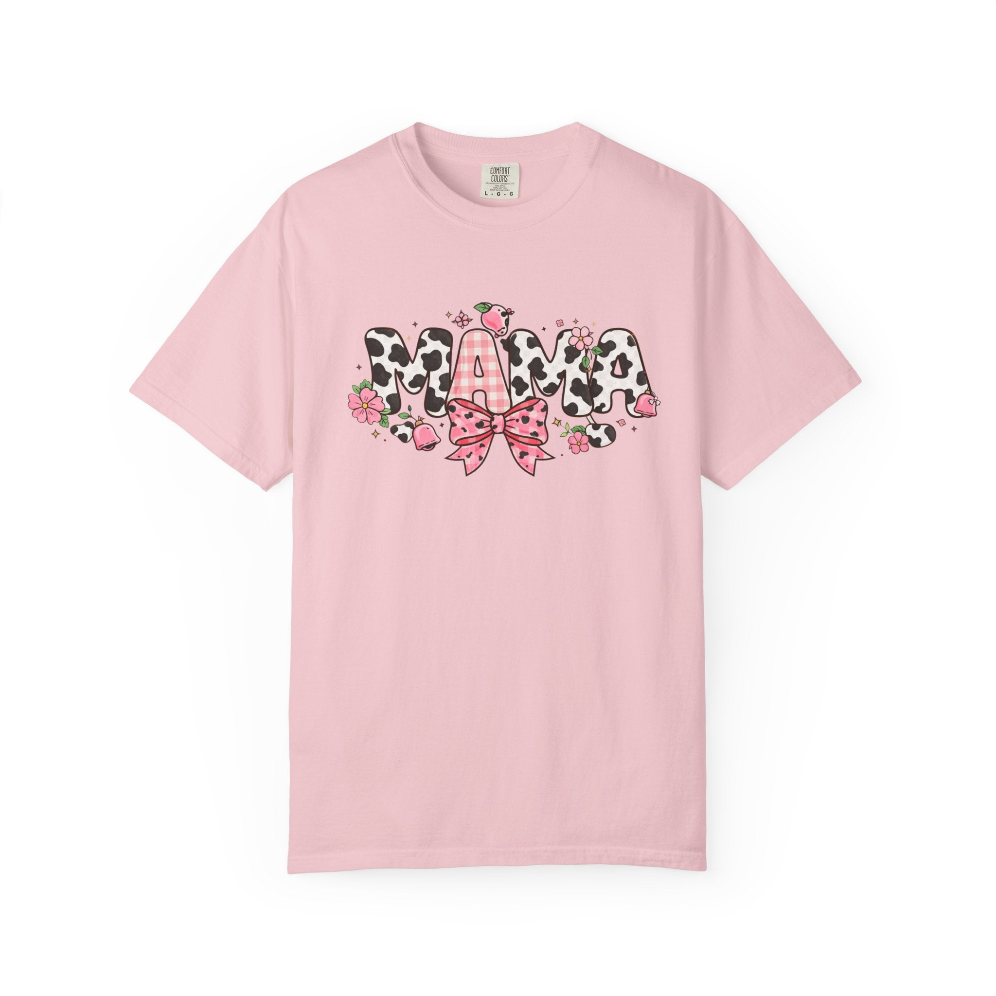 Mama Leopard Print Bow T-Shirt | Floral Cowhide Mom Shirt