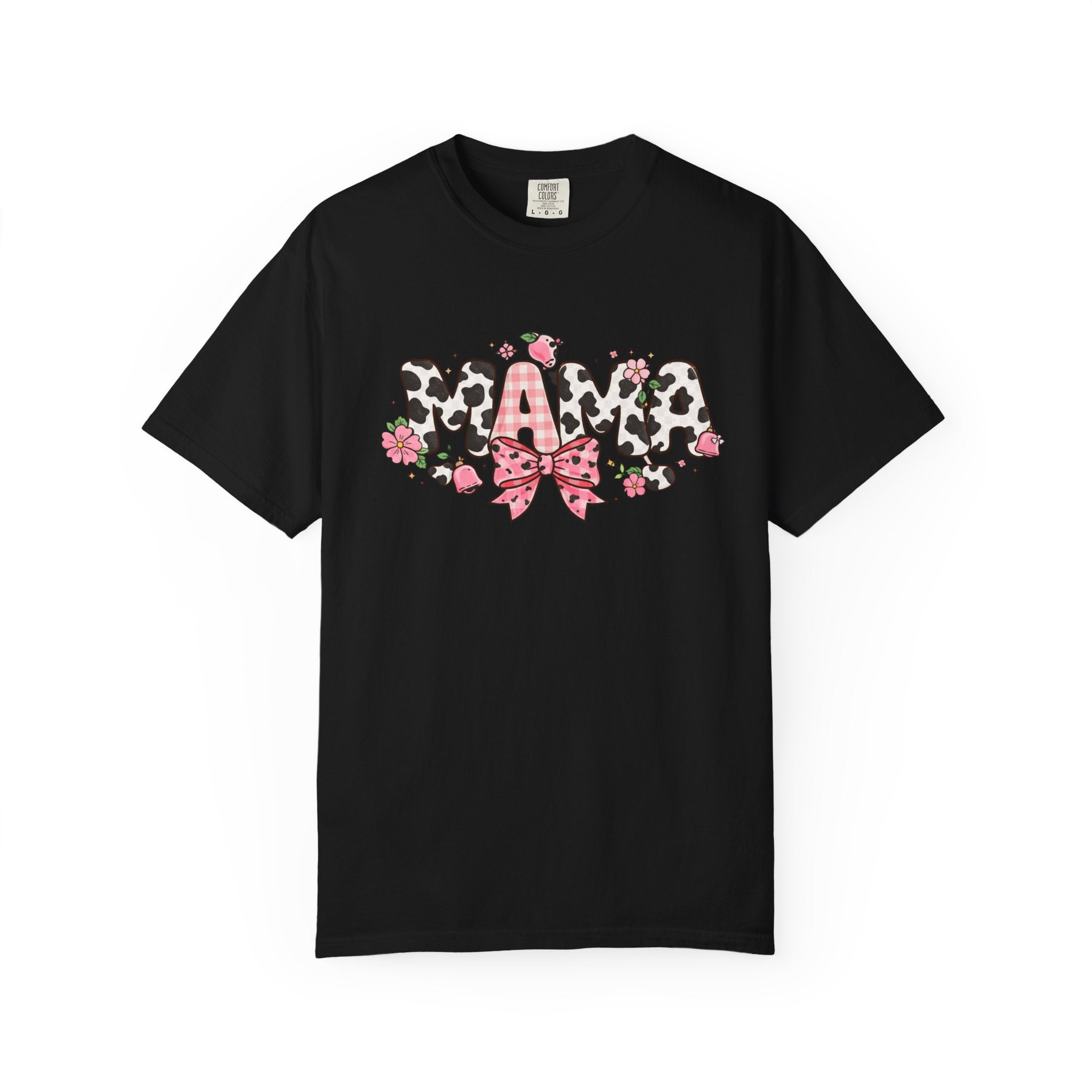 Mama Leopard Print Bow T-Shirt | Floral Cowhide Mom Shirt