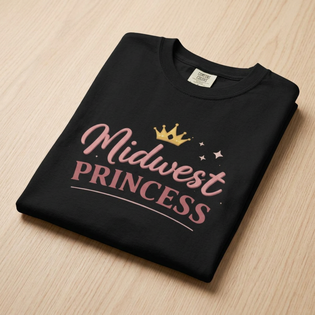 Midwest Princess T-Shirt – Cute Crown Graphic Tee for Women & Girls