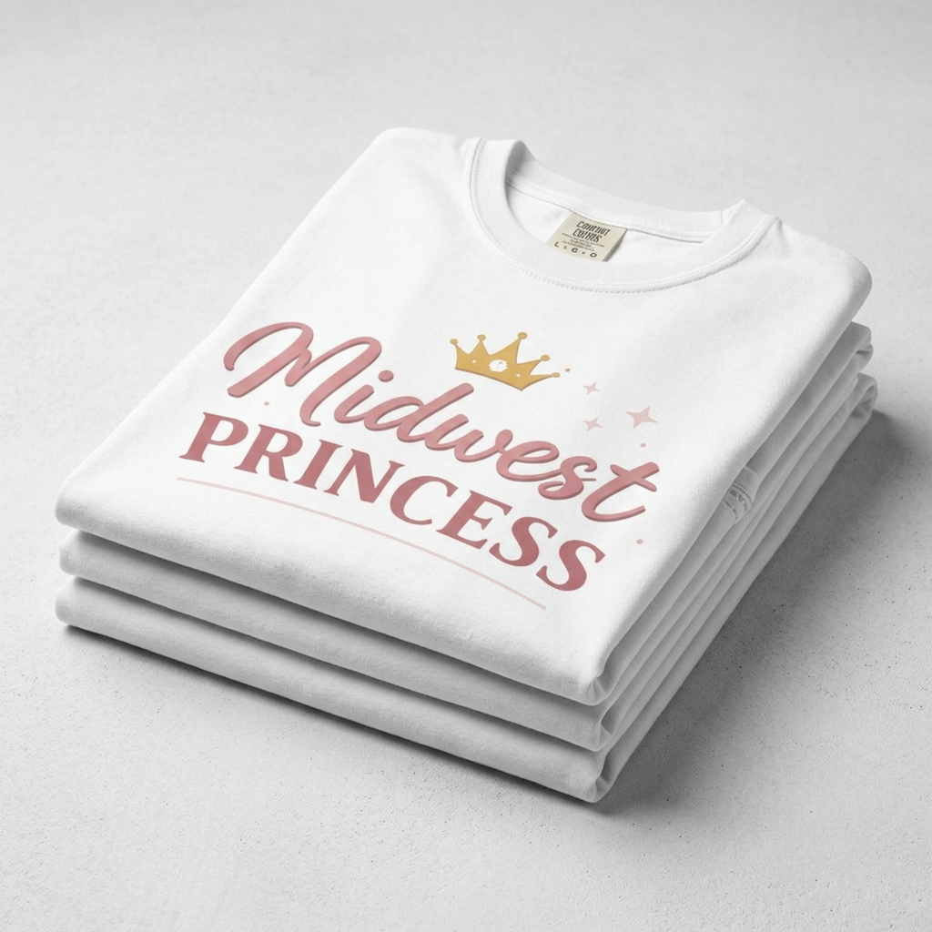 Midwest Princess T-Shirt – Cute Crown Graphic Tee for Women & Girls