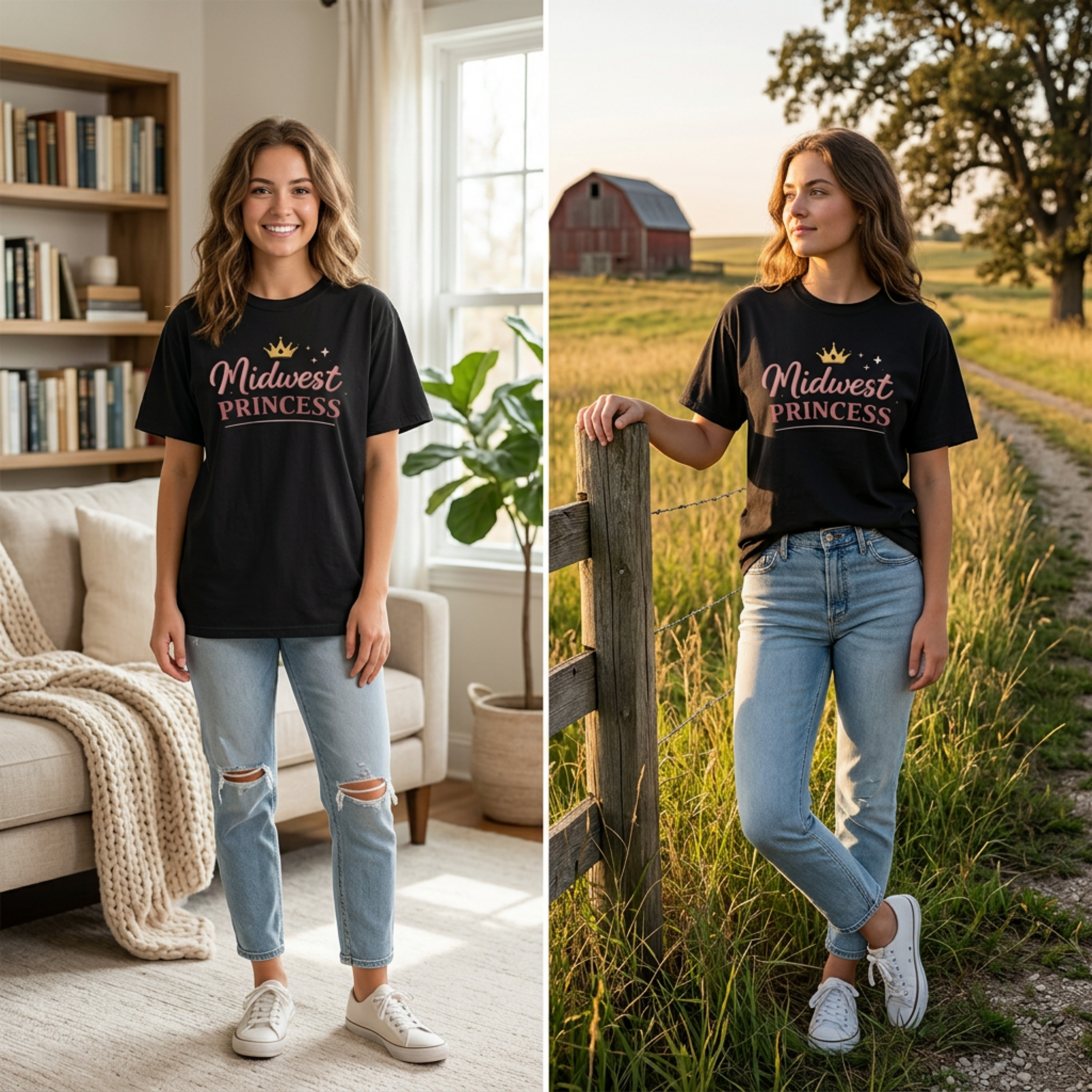 Midwest Princess T-Shirt – Cute Crown Graphic Tee for Women & Girls