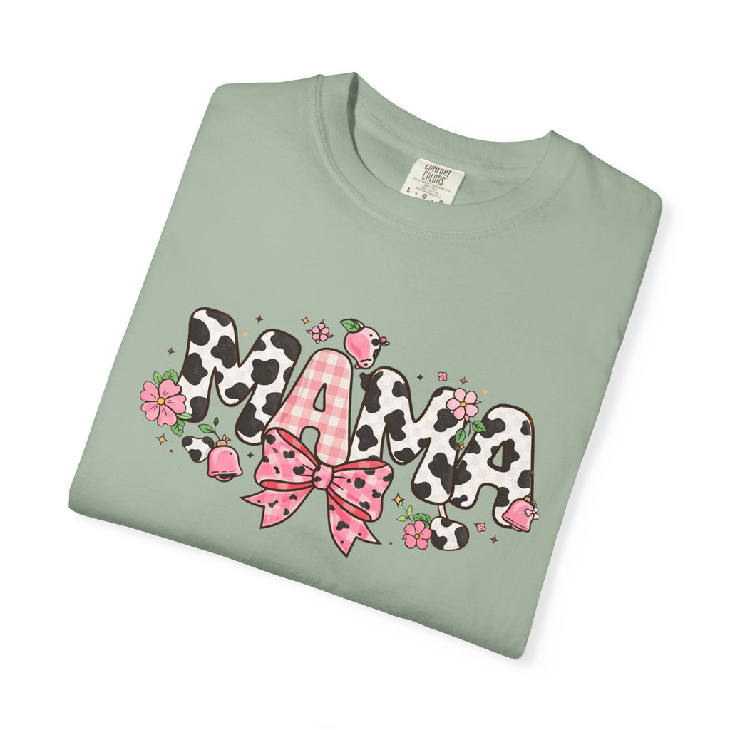 Mama Leopard Print Bow T-Shirt | Floral Cowhide Mom Shirt