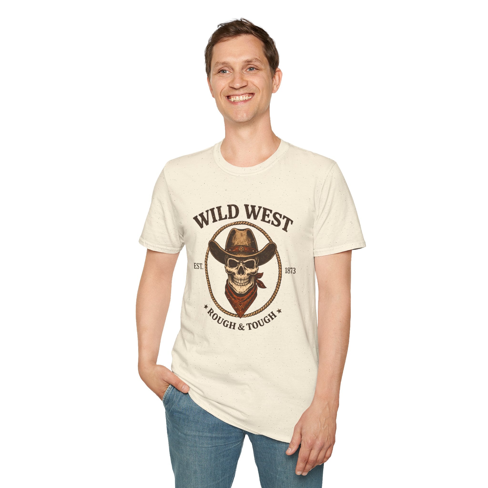 Wild West Skull Cowboy T-Shirt | Rough & Tough Vintage Western Tee