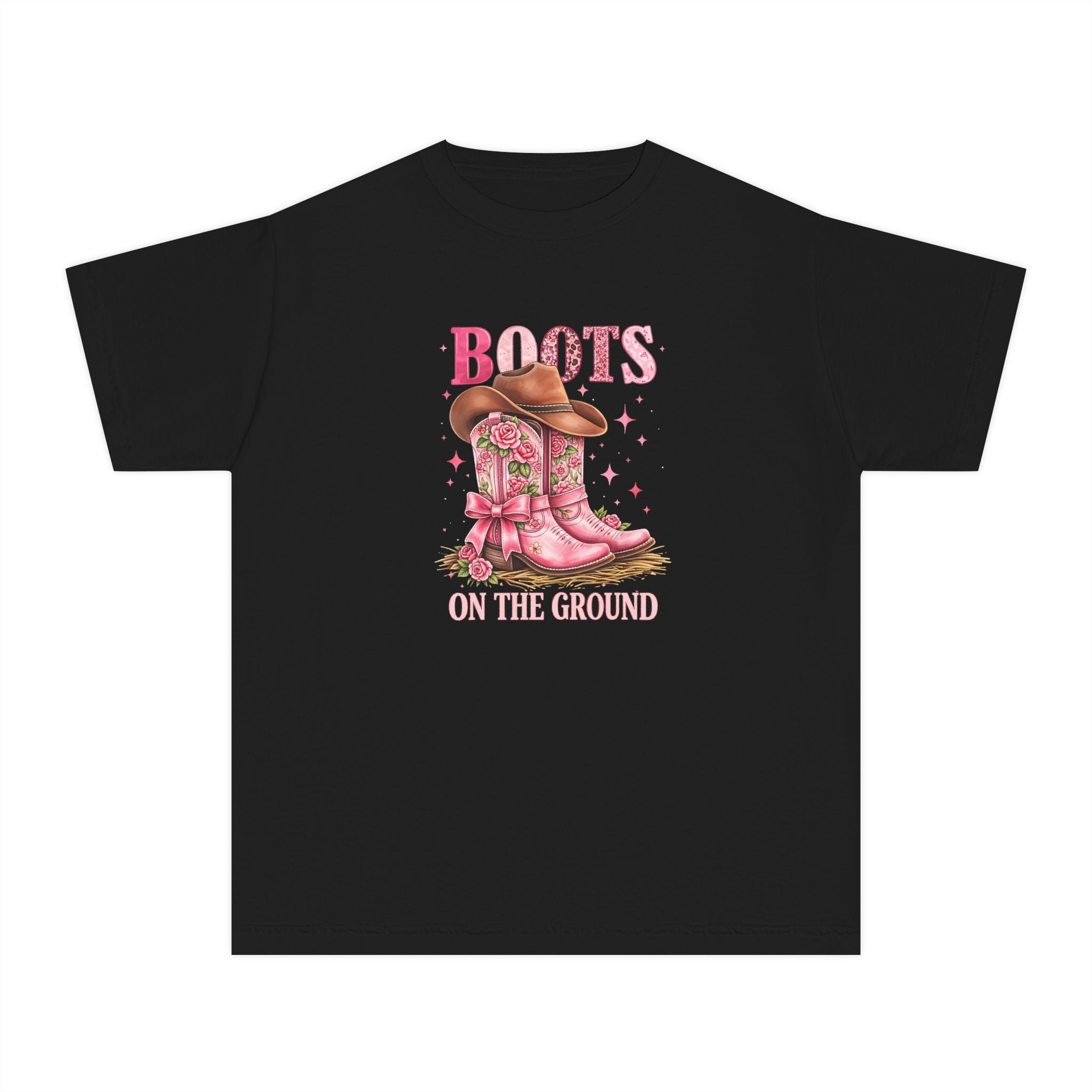 Pink Cowboy Boots on the Ground T-shirt | Kids Western Graphic Tee