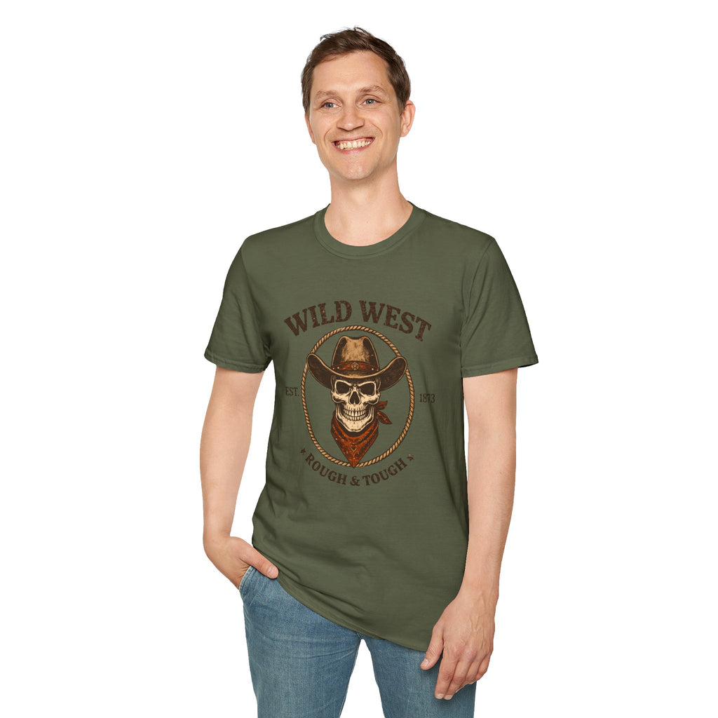 Wild West Skull Cowboy T-Shirt | Rough & Tough Vintage Western Tee