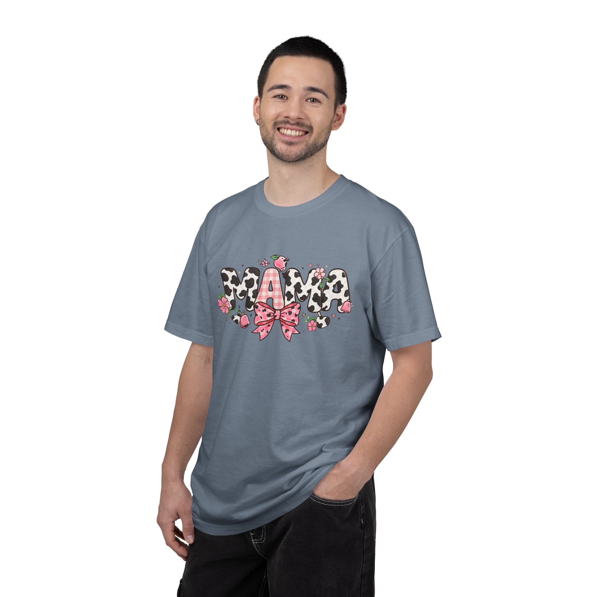 Mama Leopard Print Bow T-Shirt | Floral Cowhide Mom Shirt