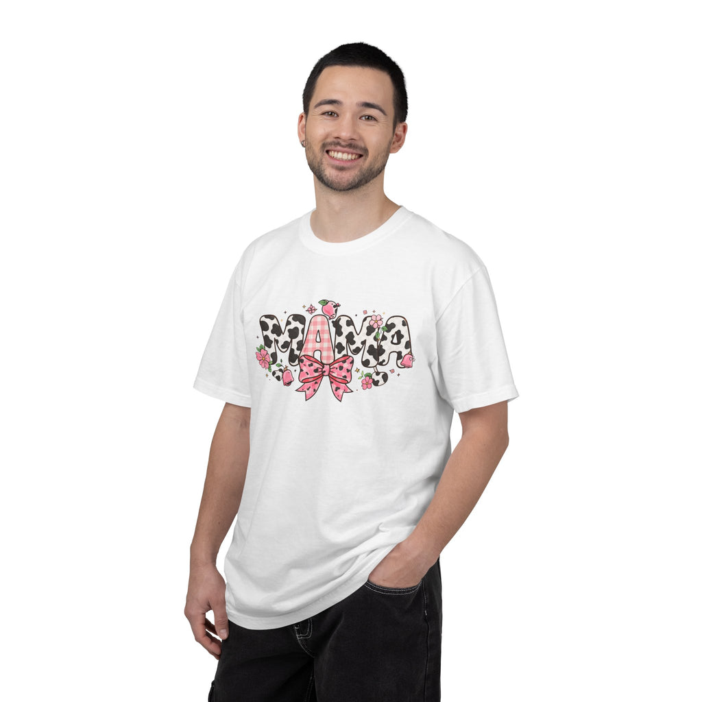 Mama Leopard Print Bow T-Shirt | Floral Cowhide Mom Shirt