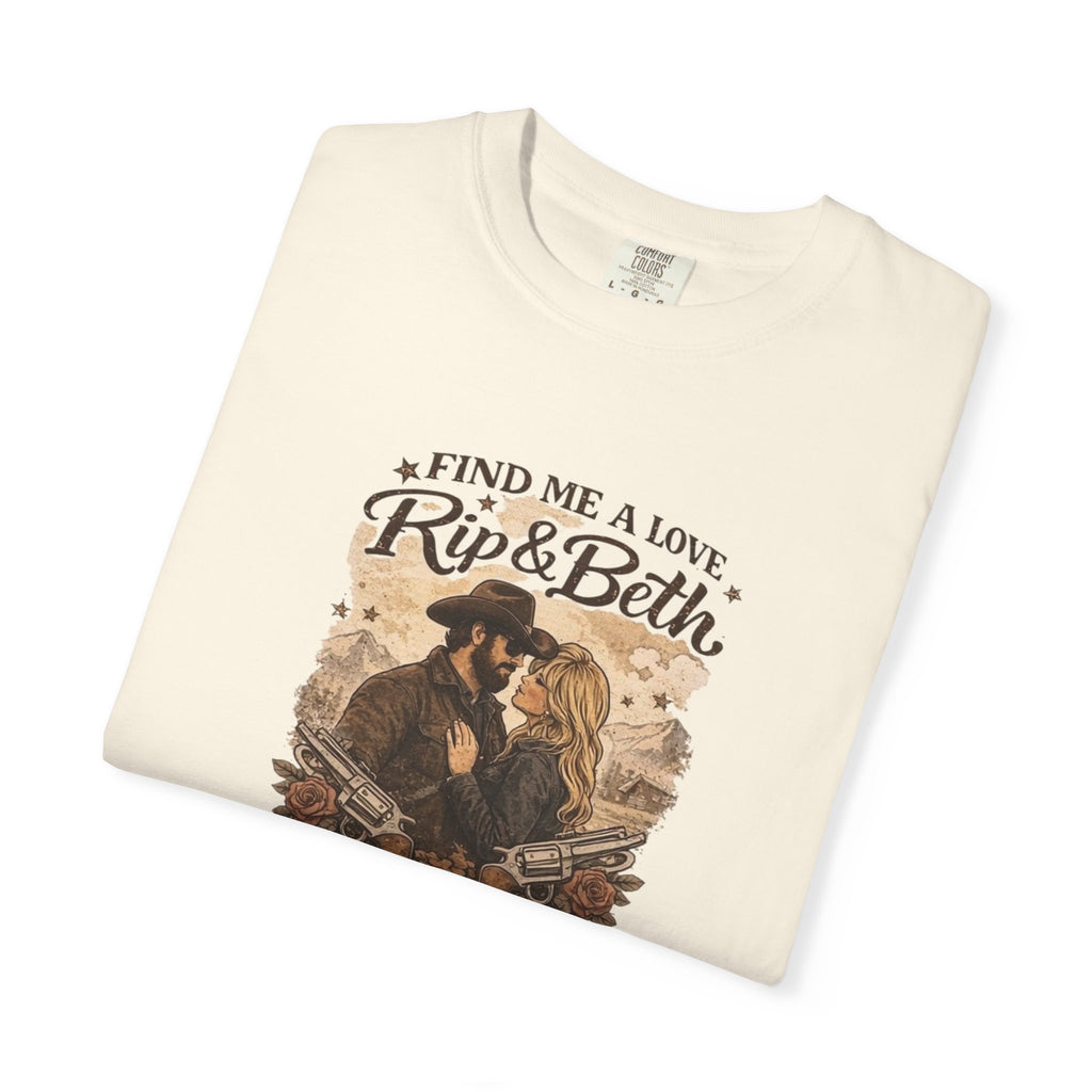 Find Me a Love Rip & Beth T-Shirt | Retro Couple Illustration, Vintage Floral
