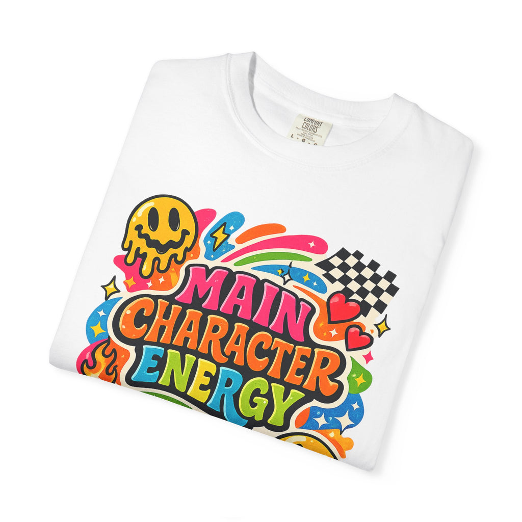 Main Character Energy T-shirt | Retro Funk Skull Checkerboard Pop Art