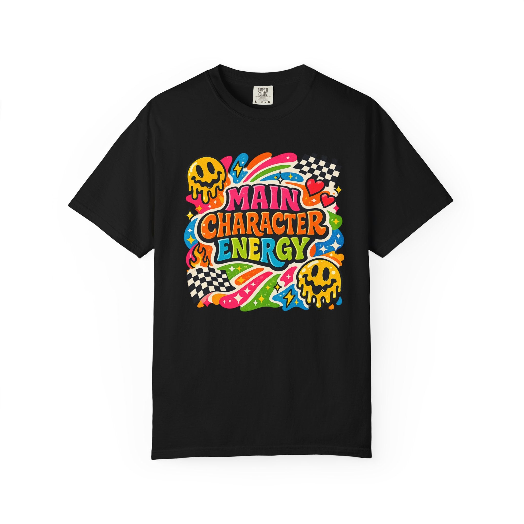 Main Character Energy T-shirt | Retro Funk Skull Checkerboard Pop Art