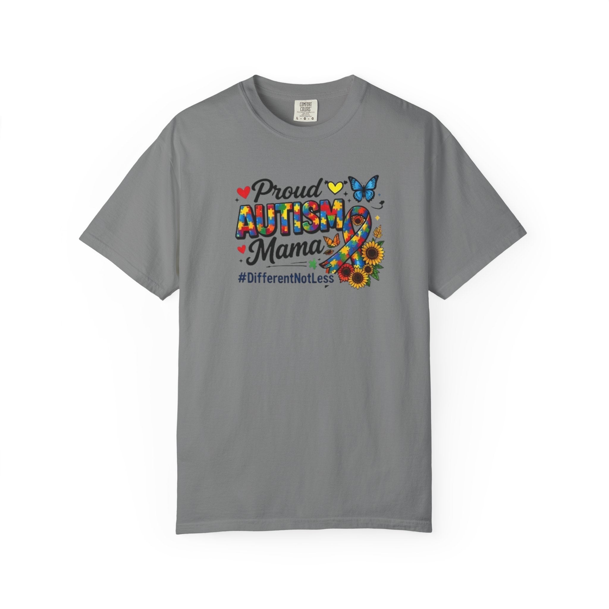 Proud Autism Mama T-Shirt | Puzzle Ribbon Sunflower #DifferentNotLess