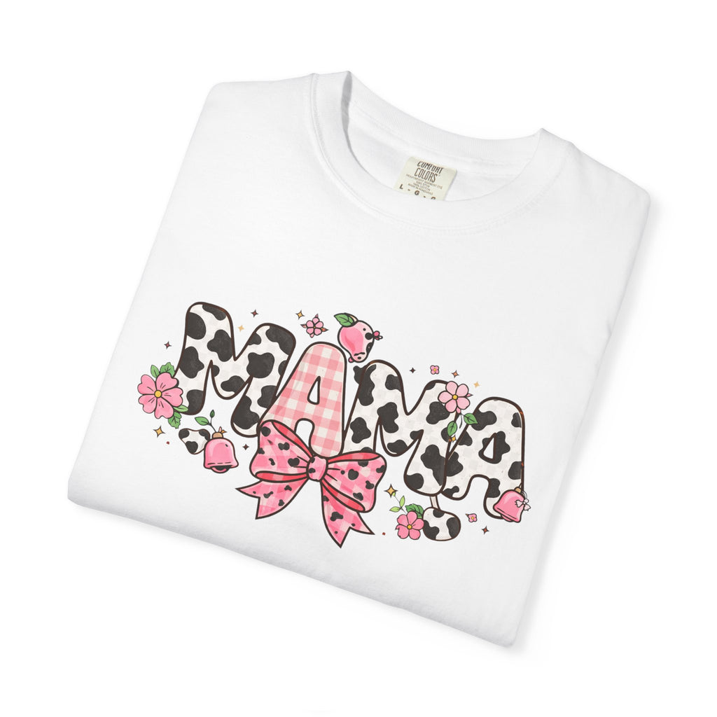 Mama Leopard Print Bow T-Shirt | Floral Cowhide Mom Shirt