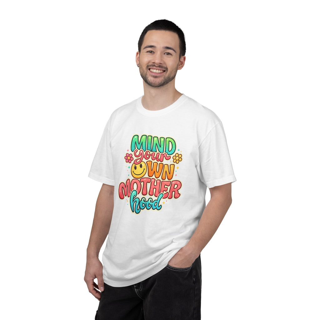 Mind Your Own Motherhood T-shirt | Retro Floral Smiley Mom Typography