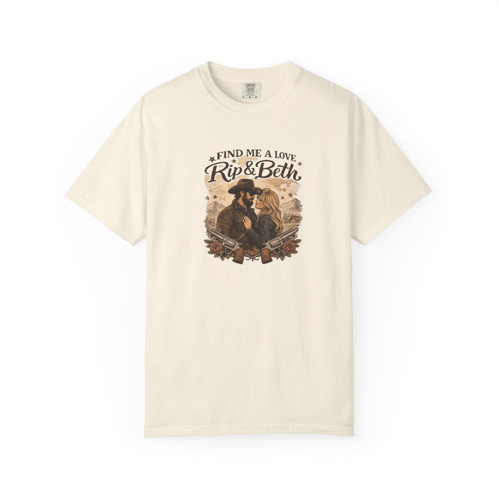 Find Me a Love Rip & Beth T-Shirt | Retro Couple Illustration, Vintage Floral