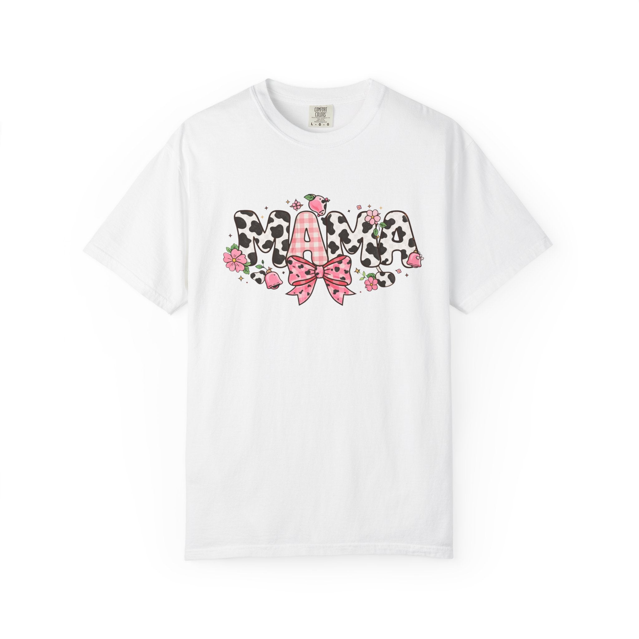 Mama Leopard Print Bow T-Shirt | Floral Cowhide Mom Shirt