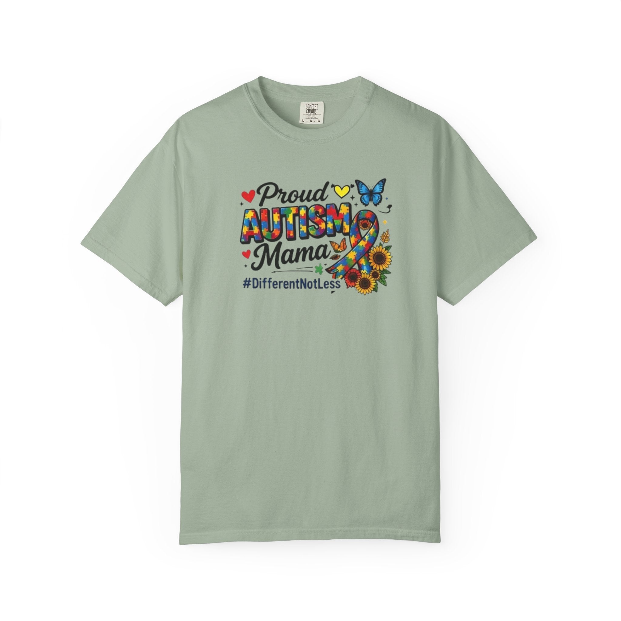Proud Autism Mama T-Shirt | Puzzle Ribbon Sunflower #DifferentNotLess