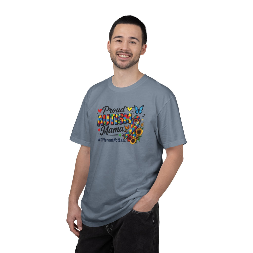Proud Autism Mama T-Shirt | Puzzle Ribbon Sunflower #DifferentNotLess