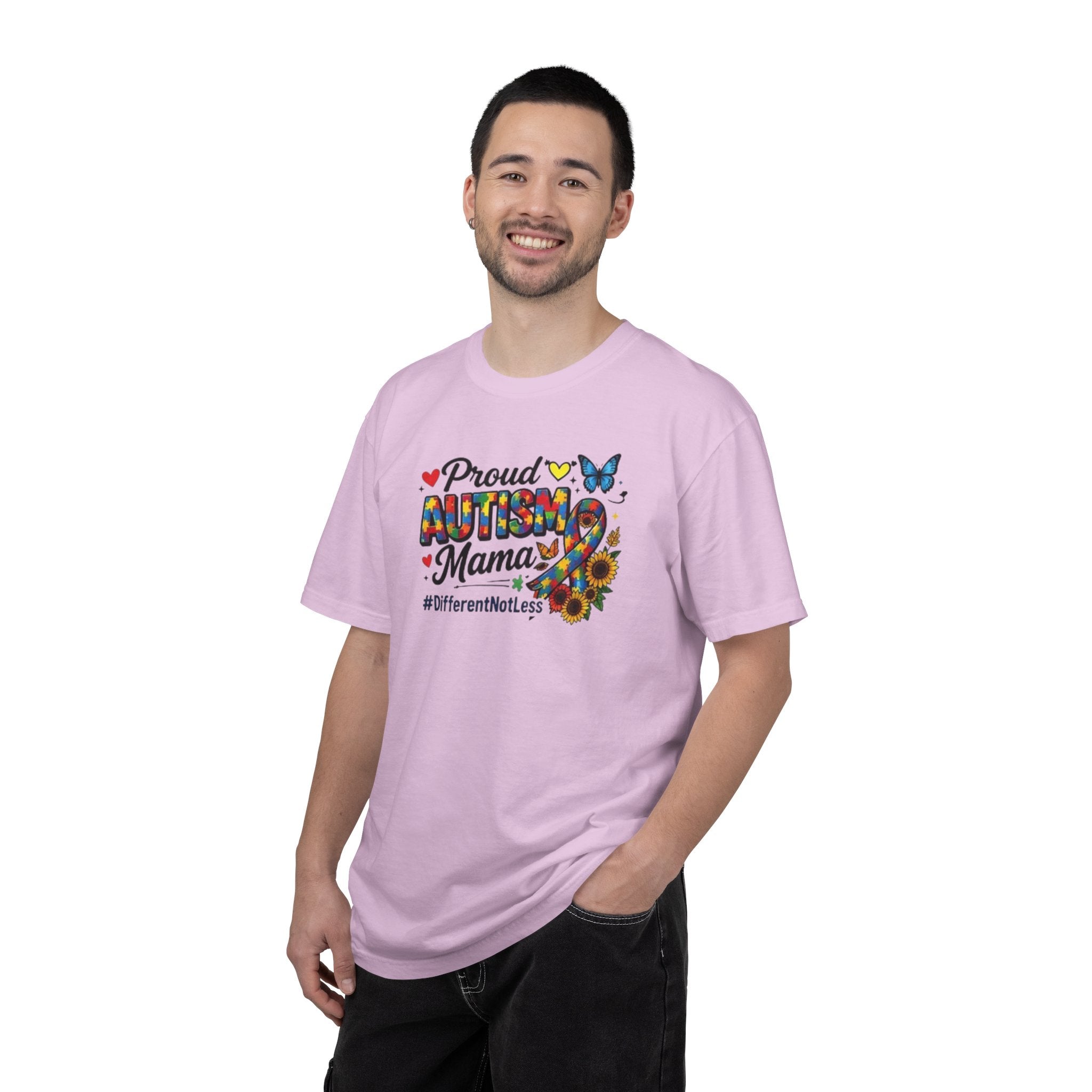 Proud Autism Mama T-Shirt | Puzzle Ribbon Sunflower #DifferentNotLess