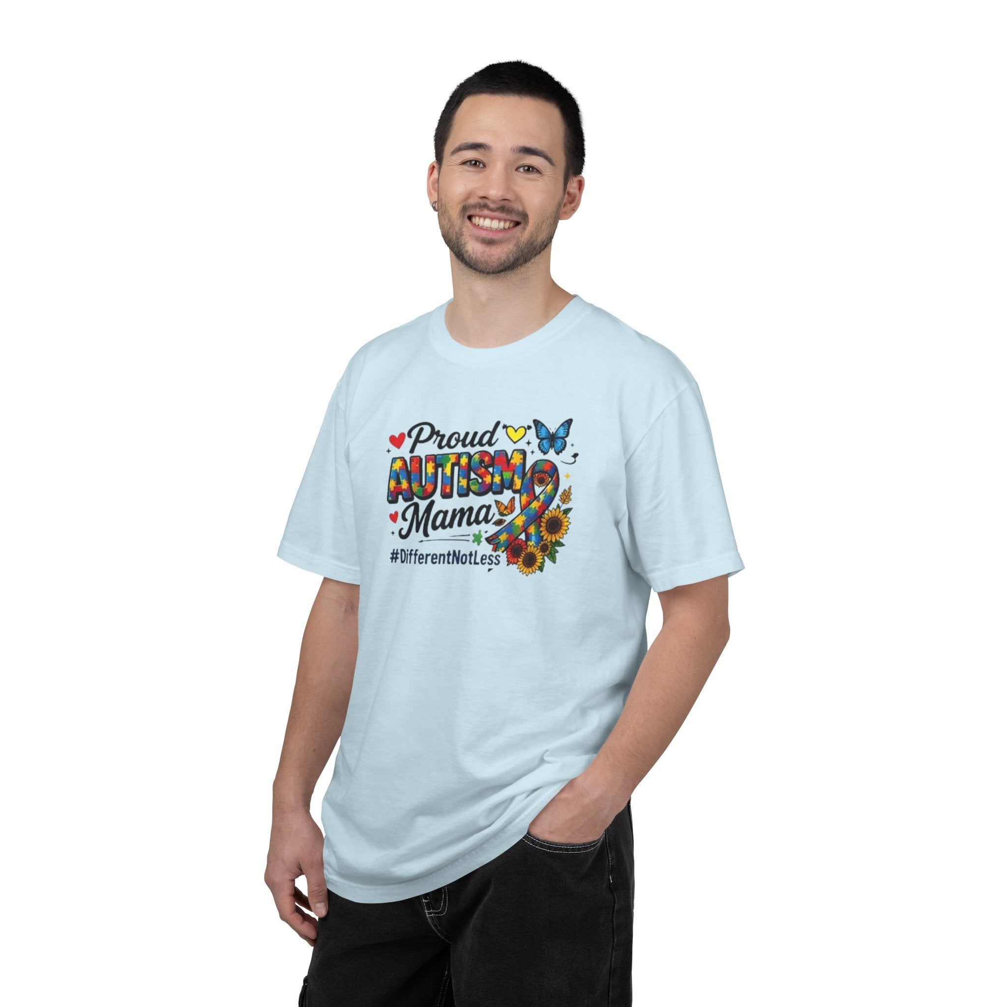 Proud Autism Mama T-Shirt | Puzzle Ribbon Sunflower #DifferentNotLess